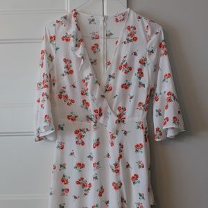 White Dress with Rose Pattern